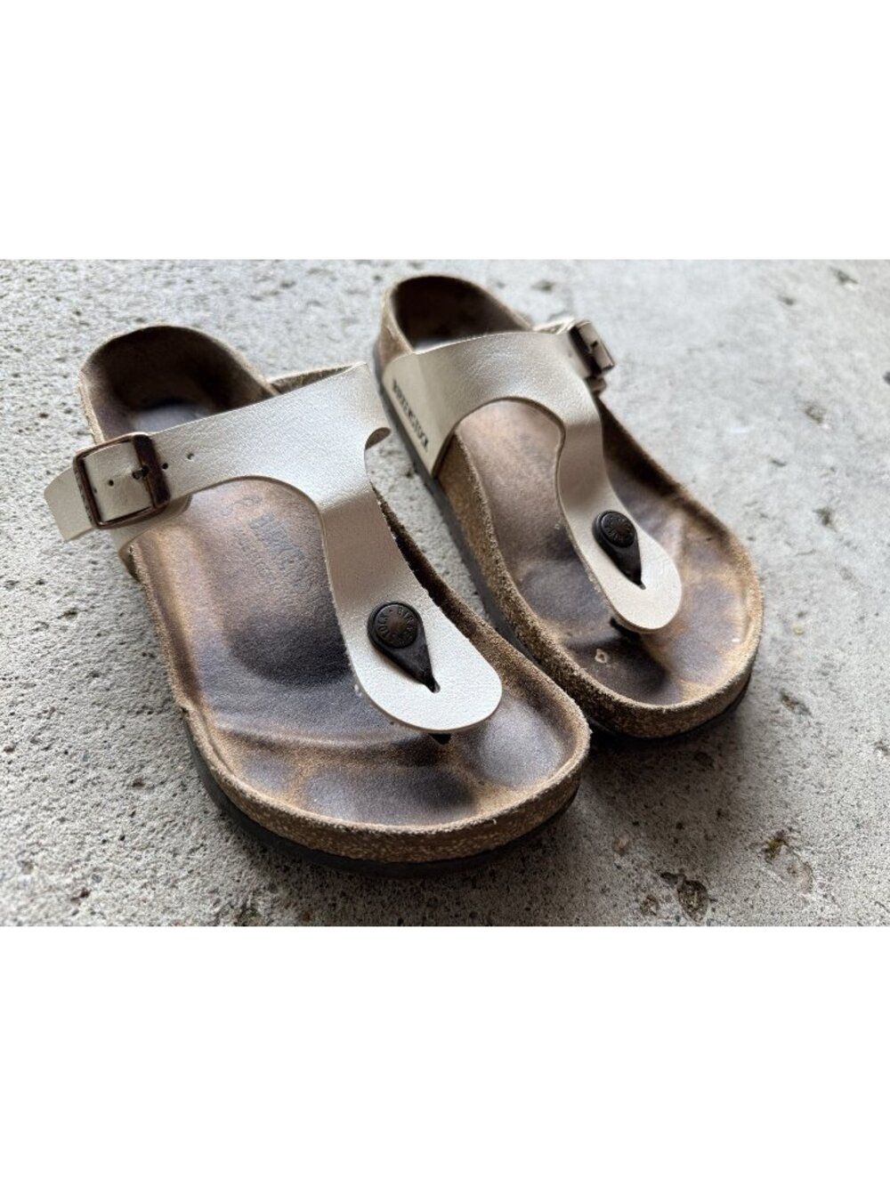 Birkenstock Gizeh Size 36 Pearl White Birko-Flor Thong Sandals Cork Footbed